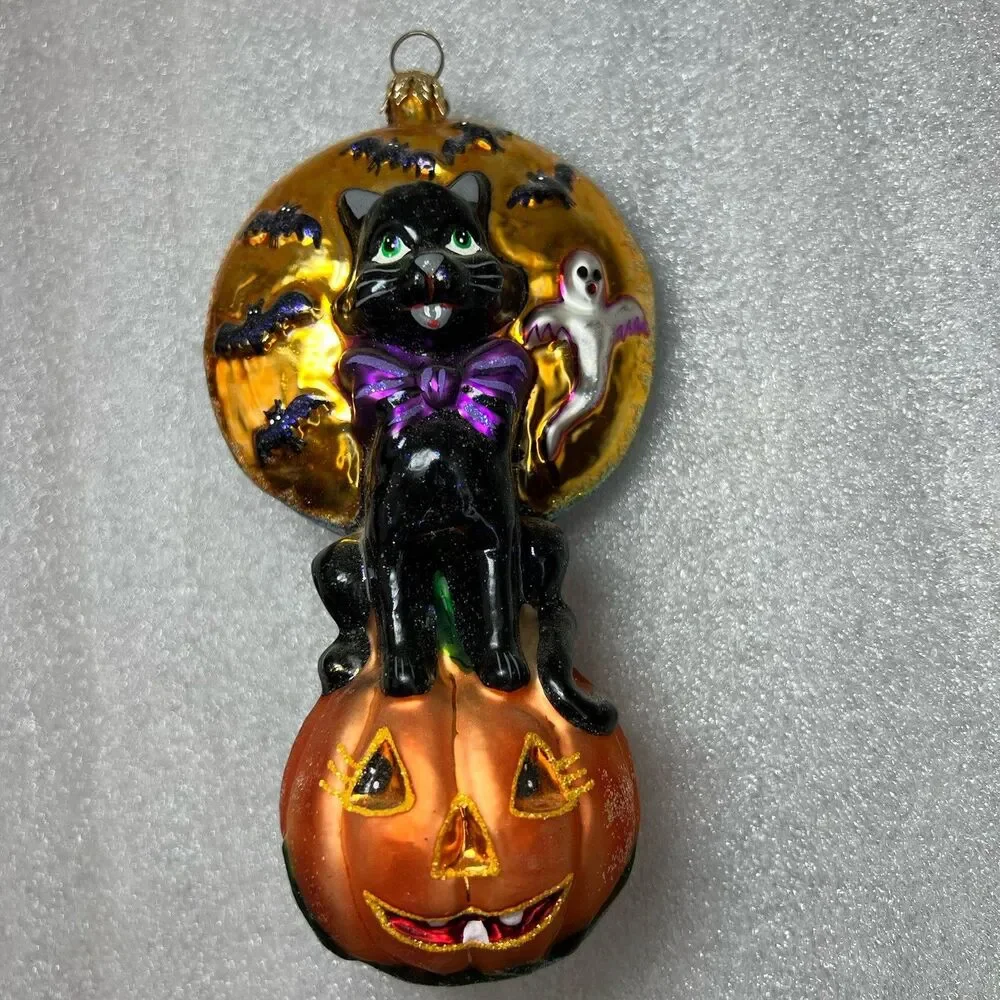 Christopher Radko Halloween Fright Night Frolic- Double Sided Ornament Black Cat